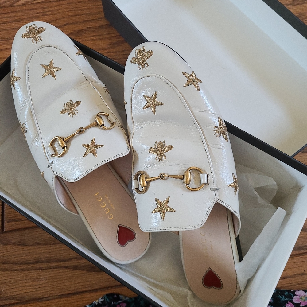 Authentic Princetown Bees Stars Leather Slipper